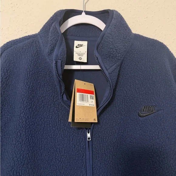 Nike Club Fleece Sherpa Oversized Full Zip Jacket Blue Men's NEW Large